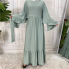 2022 Cross-border Exclusively for 2021 New Fashion Women's Solid Color Stitching Muslim Dress