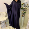 2022 Hot Sale in The Middle East Big Solid Color Muslim Abaya Fashion Bat Sleeve Robe Plus Size Dress 