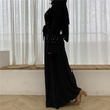 2022 European And American Fashion Multi-layer Flared Sleeve Fashion Beaded Lace-up Slim Long-sleeved Dress