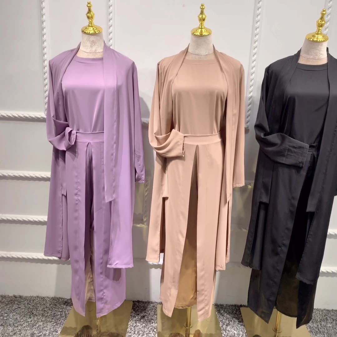 Modest Fashion Three-piece Baju Casual New Design Dubai Middle East Muslim Lady Blouse Set