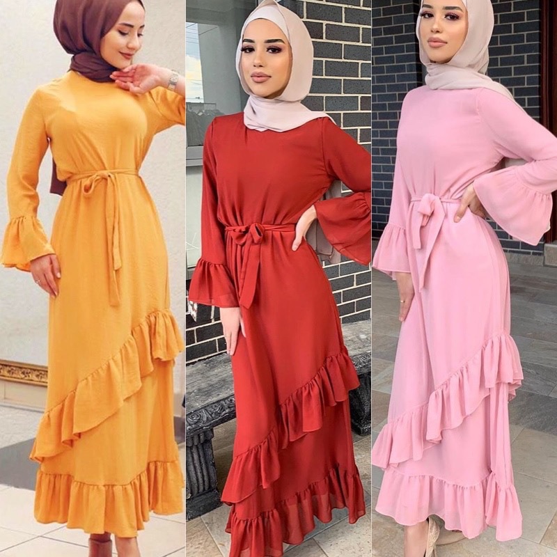  2022 Morocco Modest Bat Sleeve Thobe Islamic Clothing Arab Kaftan Jalabiya Muslim Kimono Dubai Caftan Burka Turkish Abaya Prayer Women Maxi Dress Abaya