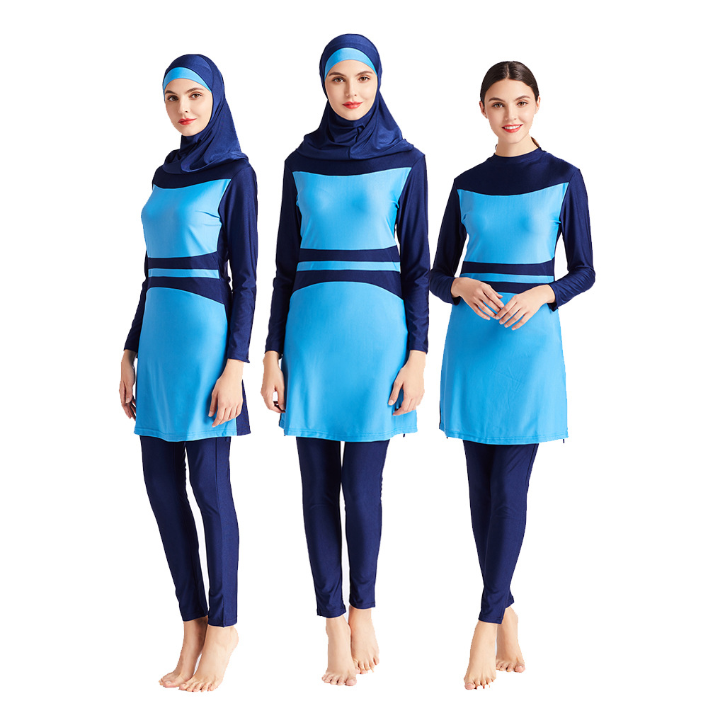 2022 Hot Selling Conservative Swimwear Five-piece Suit Slim Stitching Beachwear High Elasticity Hooded Swimsuit Ebay Amazon