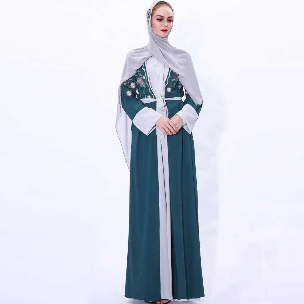 Ramadan new embroidery with Muslim women's chiffon stitching cardigan cross-border spot