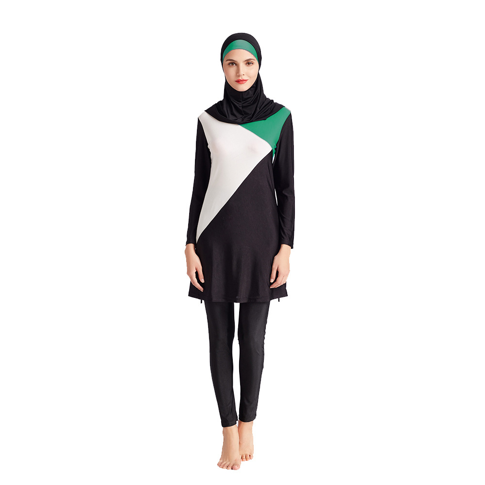 Stitching Hooded Conservative Swimsuit Beachwear High Elasticity Slim Fit Southeast Asia Five-piece Swimsuit Amazon