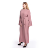 European And American Plus Size New Women's Dress Round Neck Pleated Stitching Trumpet Sleeve Slim Dress