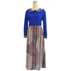 European Islamic Dubai Hot Sale Fashion Women's Blue Print Stitching Muslim Dress