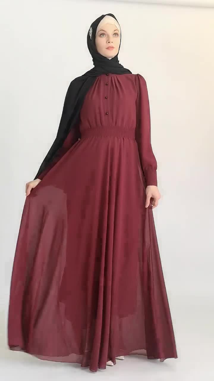 New Double-layer Chiffon Long Skirt Muslim Women's Dress with Big Swing Spot Abaya