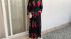 Foreign Trade Supply Amazon Muslim Malay Fashion Big Rose Print Robe Dubai Dress