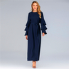 European And American Trend Round Neck Loose Tie Multi-layer Pile Long Sleeve Long Dress Women