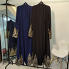 2022 European And American Gold Lace Stitching Fashion Ramadan Cardigan Robe Dubai Abaya