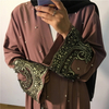 2022 Ebay Hot Sale Middle Eastern Muslim Long-sleeved Embroidered Beaded Robe Women Arab Long Cardigan