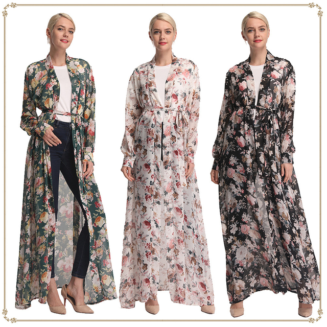 Printed Cardigan New Maxi Dresses Emirates Couture Shop Modest Fashion Islamic Muslim Open Abaya