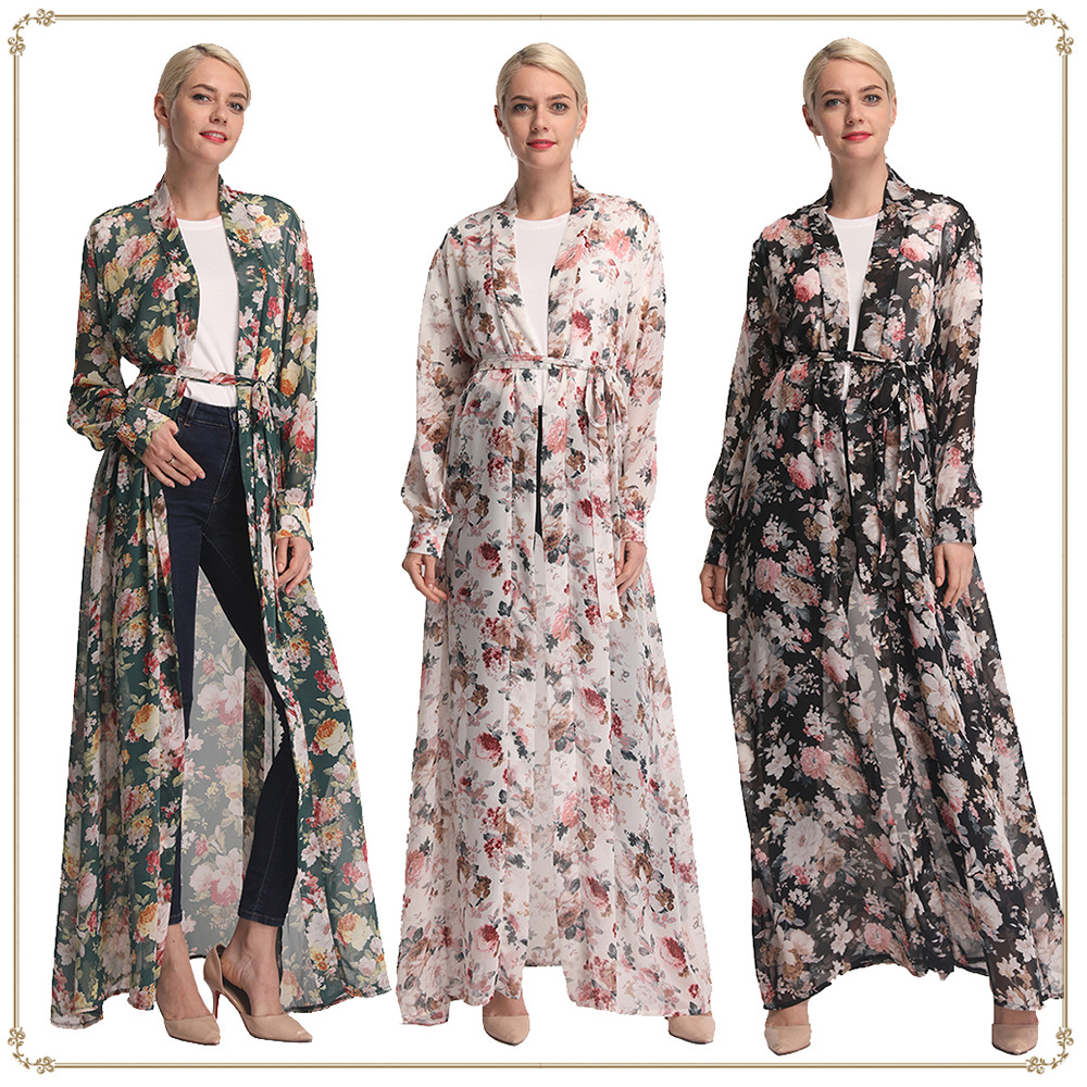 Printed Cardigan New Maxi Dresses Emirates Couture Shop Modest Fashion Islamic Muslim Open Abaya