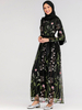Ins Hot Sale Net Celebrity European And American Women's Fashion Mesh Flower Embroidery Dress Muslim Dress