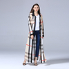 AliExpress New Fashion Long-sleeved Plus Size Women's Slim Checkered Full Button Cardigan Long Dress