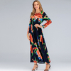 AliExpress Hot Sale Women's Printed Slim Long Sleeve Printed Round Neck Dress