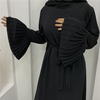 Middle Eastern Fashion Muslim Women's Large Size Round Neck Slim Pleated Sleeve Dress