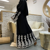 European And American Muslim Women's Fashion Mesh Stitching Embroidery Loose Lace Cardigan Robe