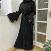 Foreign Trade Plus Size Women's Fashion Pleated Long-sleeved Beaded Muslim Dress Dress