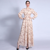 Ramadan New Floral Chiffon Dress Elastic Waist A-line Slim Muslim Female Long Skirt Spot Hair