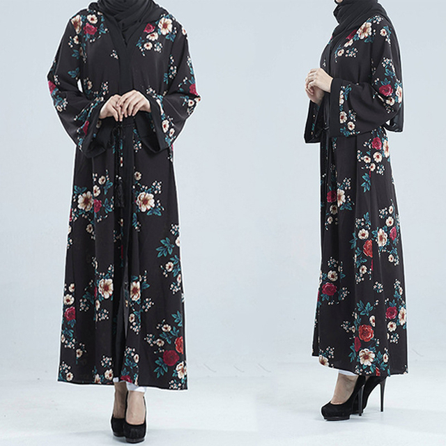  Open Abaya 2022 Turkish Morocco Kimono Kaftan Arab Thobe Dubai Bat Sleeve Muslim Modest Burka Islamic Clothing Jalabiya Caftan Prayer Women Maxi Dress Open Abaya