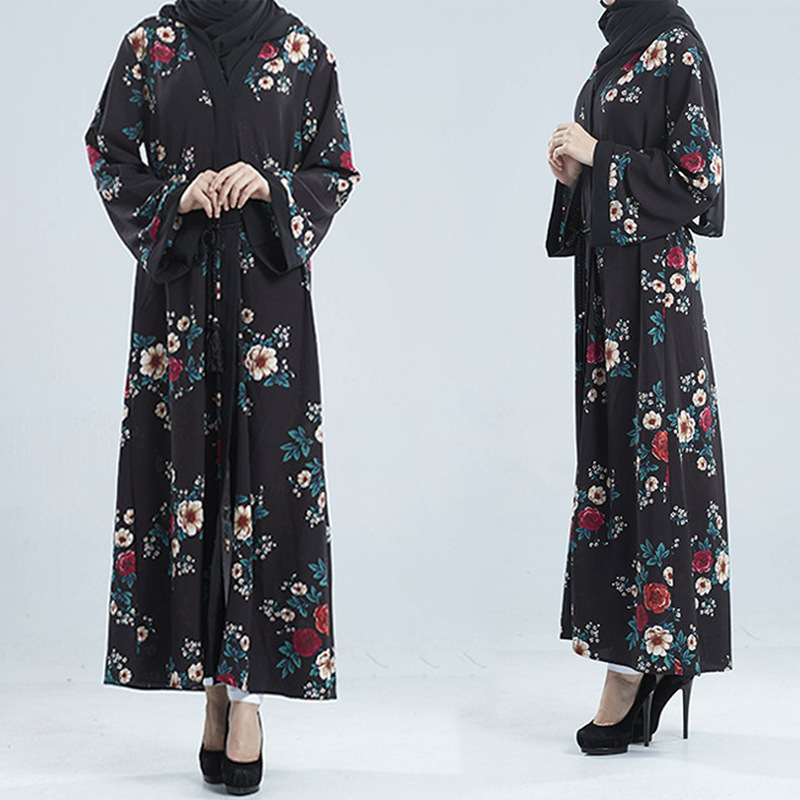  Open Abaya 2022 Turkish Morocco Kimono Kaftan Arab Thobe Dubai Bat Sleeve Muslim Modest Burka Islamic Clothing Jalabiya Caftan Prayer Women Maxi Dress Open Abaya