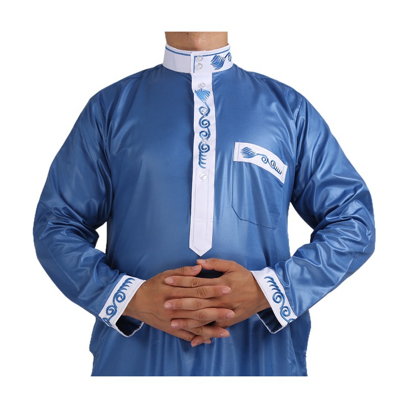 2022 Long Sleeve New Arabic Design Casual Men's Muslim Islamic Wholesale Robe Thobe
