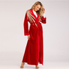 Middle Eastern Fashion Abaya Splicing Pearl Cardigan Muslim Long-sleeved Gold Velvet Embroidery Kimono