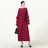 European And American Trend Round Neck Loose Tie Multi-layer Pile Long Sleeve Long Dress Muslim Women