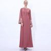Embroidered Trumpet Sleeve Dress Summer Retro A-line Slim Muslim Female Muslim Abaya