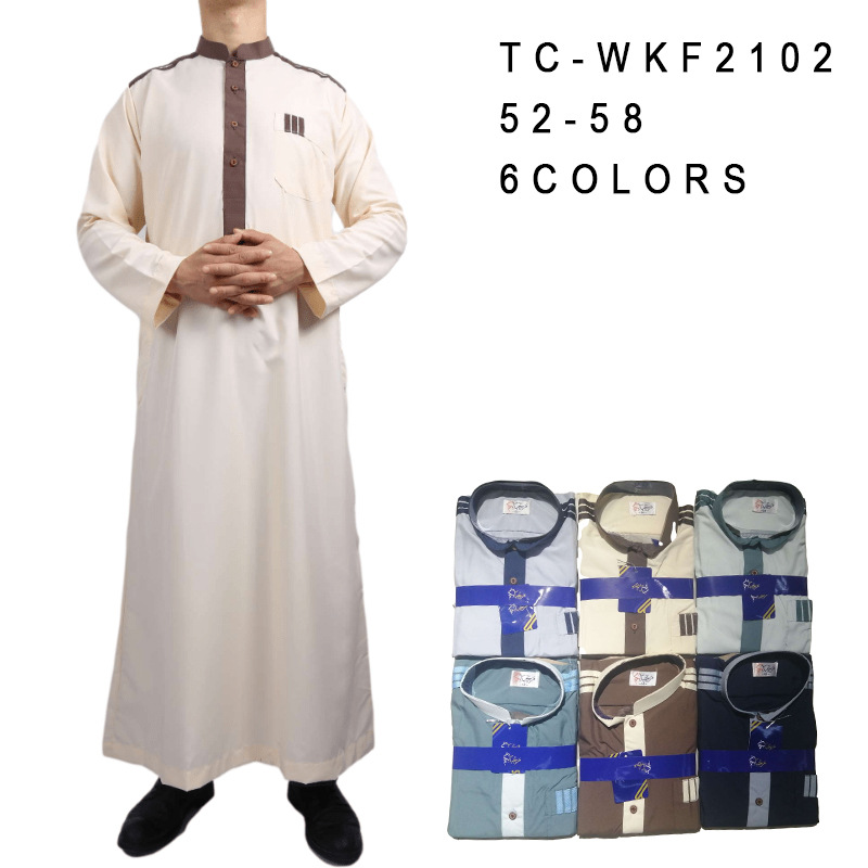 Middle East Men's Robe Stand Collar New Arabic Wholesale Muslim Islamic Thobe