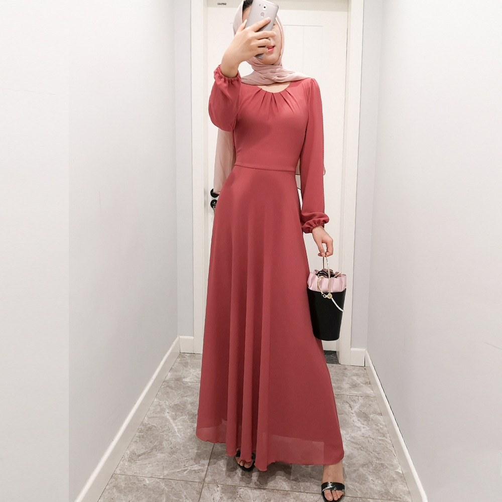 Foreign Trade Spring And Summer New Style Dress Lace Chiffon Muslim Women's Clothing Export Abaya Dress