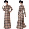 Plaid Long Sleeve Modest Fashion Islamic Loose Islamic Muslim Maxi Dresses Abaya