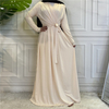 2022 The Middle East Hot Sale New Fashion Simple Women's Pure Color Muslim Dress