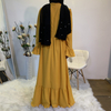 New Simple Casual Stitching Women's Solid Color Horn Long-sleeved Bohemian Dress