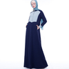 Fashion color matching stand-up collar Muslim female robe Islamic Maxi long sleeve dress