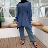 New Style Simple Malaysian Turkish Elastic Color Plus Size Blouse Band Waist Women's Solid