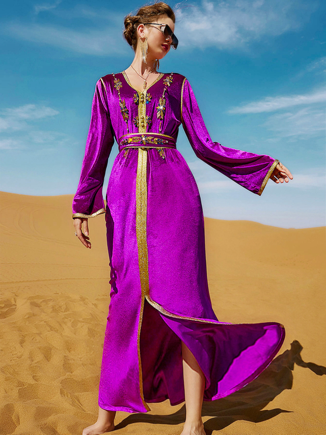 Velvet Party Maxi Dresses New Dubai Modest Muslim Women Casual Islamic Clothing Abaya