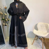 New Fashion Black Lace Stitching Polka Dot Turkish Islamic Cardigan Muslim Abaya