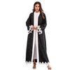 European And American Muslim Stitching Long-sleeved Tie-band Loose Beaded Cardigan Robe Women