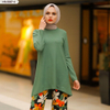  Pants Burka Thobe Women 2pieces Two Piece Top Dubai Suit Printing Maxi Modest Islamic Clothing Prayer 2022 Kurti Muslim Blouse Set