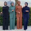  Modest 2pieces Two Piece Women Burka Top Suit Printing Kurti 2022 Dubai Islamic Clothing Pants Prayer Maxi Thobe Muslim Blouse Set