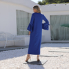 2022 Muslim Arabic Blue Simple Loose Elegant Ruffle Sleeve Abaya Muslim Dress Women