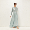 2022 Muslim Slim Elegant Arab Solid Color Thickening High Elasticity Linen Front Short Back Long Dress