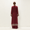 2022 Muslim Elegant Red Waist Lace Up Chiffon Solid Middle East Dubai Women's Coat