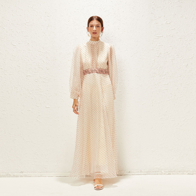 2022 Muslim 2022 Wave Point Small Fresh Mesh Arab Double-layer Inner Temperament Muslim Women's Wear