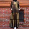 2022 Muslim New Style Cotton And Linen Printed Linen Ethnic Style Literary And Artistic Big Swing Long Pullover Dress