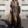 2022 Muslim Cotton And Linen Dress Retro Ethnic Clothes Printed Loose Long-sleeved Large Swing Dress