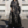 2022 Plus Size Women's Amazon Autumn Print Cotton And Linen Dress Retro Ethnic Clothes Loose Long-sleeved Large Swing Dress