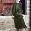 2022 Muslim Loose Casual Solid Color Round Neck Lantern Sleeve Irregular Stitching Long Sleeve Women's Dress